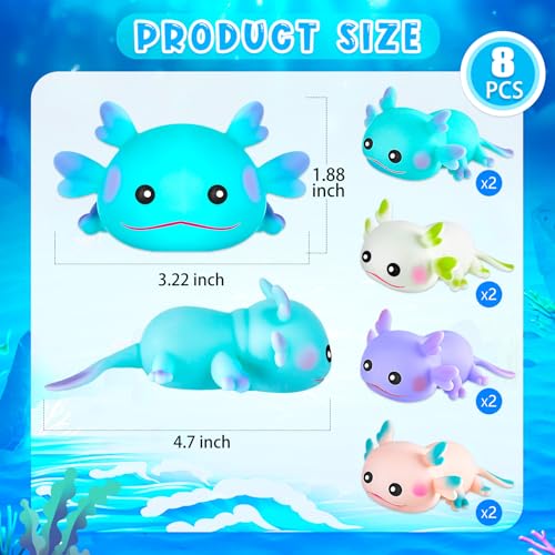 12PCS Axolotl Sensory Fidget Toy Stress Relief Squeeze Axolotl for Kid Gift | Cute Axolotl Animal Toys Bulk for Kids Adults Gift Birthday Festival Party Favors - style: 12PCS (Pure)