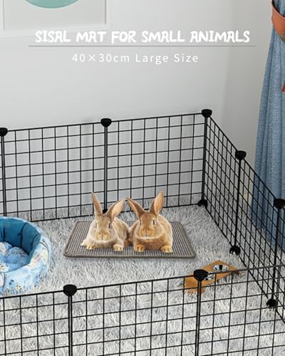 JanYoo 2pcs Bunny Scratch Pads Natural Sisal Rabbit Scratching Pad Bunny Scratcher Mat Resting Mats for Cages, Small Animal Claws and Teeth Care Bedding Accessories for Guinea Pig (15.7x11.8in, Grey) - color: 2-Grey