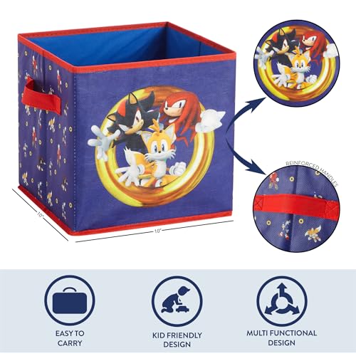 Sonic the Hedgehog Set of 2 Durable Storage Cubes with Handles, 10"x10"x10" Cubes - color: Sonic