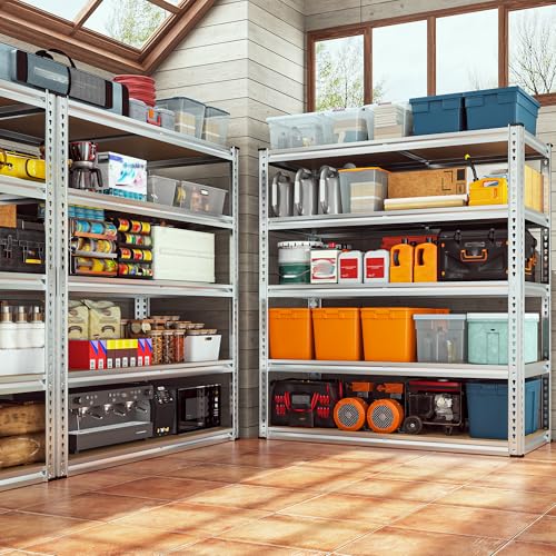 REIBII 2500LBS Garage Shelving,40"W Rust-Proof Storage Shelves For Basement | 5-Tier Metal Shelving,Waterproof,Adjustable Pantry Shelves,Resists Rust,for Closet Kitchen 40" W x 19.7''D x 72''H,Silver - size: 40"W x 19.7"D x 72"H