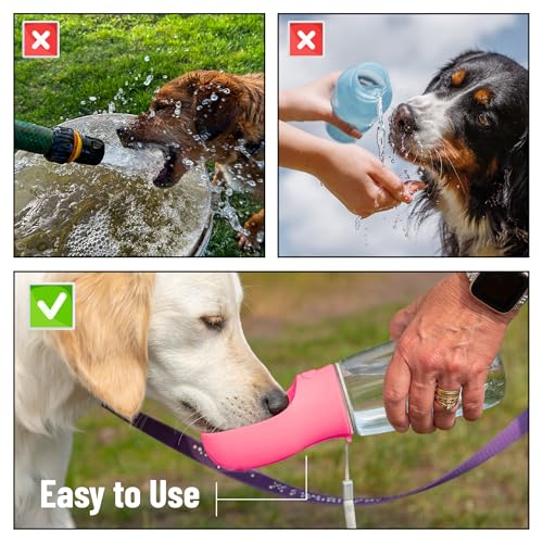 Mr. Pen- Portable Dog Water Bottle, 19 oz, Large | Leak Proof Puppy Water Dispenser with Drinking Feeder for Pets, Outdoor Walking, Hiking, Travel, Not Dishwasher Safe - color: Pink