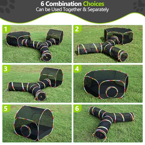 Outdoor Cat Enclosure, 3-in-1 Portable Pop Up Cat Mesh Tent with Tunnel for Cat Run, Easy Set Up and Foldable Catio Playground for Indoor Cats, Rabbits & Small Animals, Includes Storage Bag - size: 3-in-1 cat enclosures set