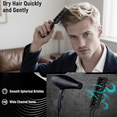 SALONSILK Hair Brush Comb Set, 5PCS Women Men Hair Brush & Styling Comb Set, Wide Tooth Rat Tail Fine Tooth Paddle Roller Combs, Professional Barber Tools for All Types - size: Large