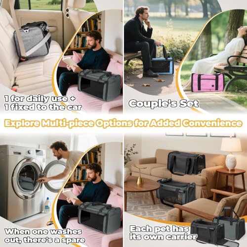 YUDODO 25lbs Cat Carrier Lightproof Soft Sided Pet Carrier for Large Cat | Airline Approved, Lightproof Breathable Design, Side Pockets, Durable Mesh, Foldable and Portable, Lake blue - color: Lake blue