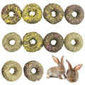 Fhiny 10 PCS Rabbit Chew Toys, Rabbit Treats with Natural Grass and Flowers, Pet Molar Grass Cakes for Guinea Pigs, Chinchillas, Hamsters and Other Small Rodents - size: 10 PCS