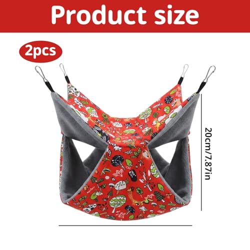 2PCS Ferret Hammock, Rat Hammock and Ferret Bed, Two Hammock Beds for Small Pets, Red Color Set of Two, Soft Hanging Beds for Ferrets and Rats, Cozy Sleeping Spots for Small Animals