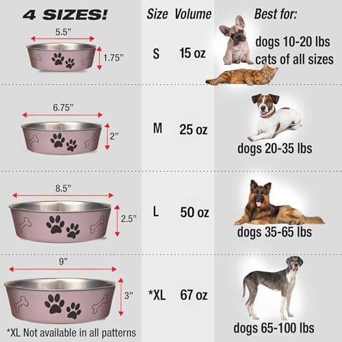 Loving Pets Bella Dog Bowls- Stainless Steel Dog & Cat Bowls - Spill Proof Dog Food Bowl, Cat Bowl, Puppy Essentials & Pet Supplies Great for Home & Travel (Medium 20-35 lbs, Grape) - color: Grape, size: Medium (20-35lbs)