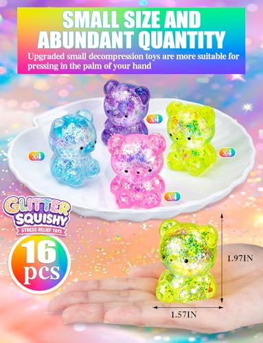 12Pack Bear Stress Balls Fidget Toys Sensory Sugar Ball Stress Relief Toys | Cute Gummy Bear Stuffers for for Kids Adults Easter Basket Party Favors Goodie Bags - style: 12PCS (Bear)