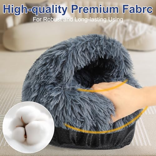 Guinea Pig Hideout, Doughnut Guinea Pig Bed, Rabbit Bunny Hideout(Black) | Washable Hamster Rabbit Bunny Bed with Hooded Cover, Calming Round Cave Beds for Small Animal Bunny Rabbit Hideout - color: Black