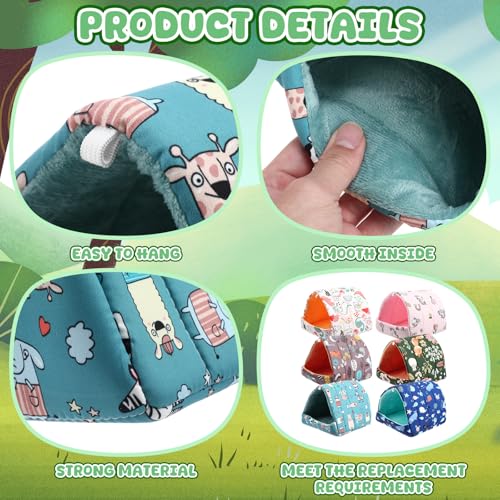Ripeng 6 Pcs Guinea Pig Hideout Guinea Pig Bed House Rabbit Tunnel Washable Small House Cage Accessories for Hedgehog Mouse Chinchillas Hamster Ferrets Bearded Rats(7.9inch Night in the Forest) - style: 7.9Inch Night in the Forest