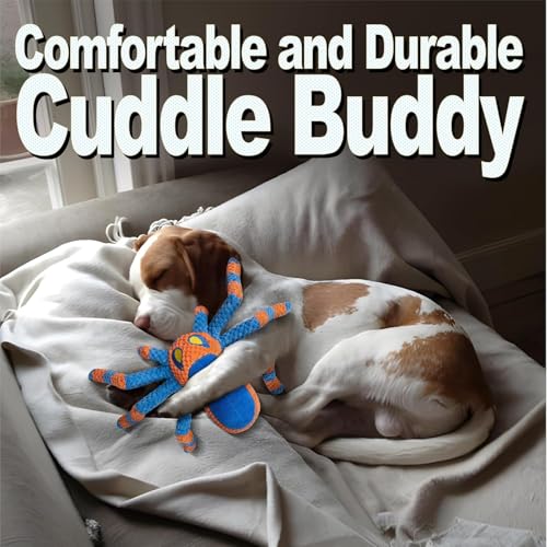LEGEND SANDY Squeaky Dog Toys- Plush Dog Toys with Soft Fabric for Small, Medium, and Large Dogs Daily Companionship, Training Reward Gift | Puppy Chew Toys for Teething, Daily Companionship, Training Reward Gift - color: Blue Spider