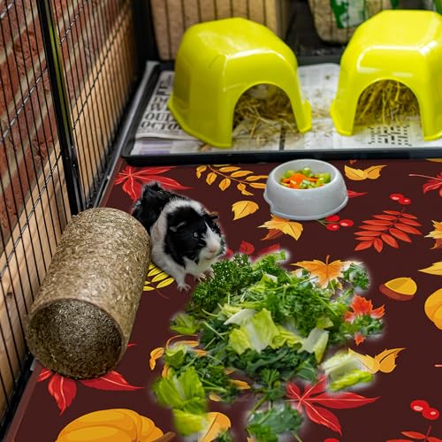 JarThenaAMCS 3 Pcs Guinea Pig Cage Liner Reusable Bunny Squirrel Mat Fall Maple Leaves Pumpkin Washable Small Animal Pee Pads for Autumn Rabbit Hamster Chinchilla Ferret Accessory, 24 x 47 in - style: Brown Pumpkin Maple