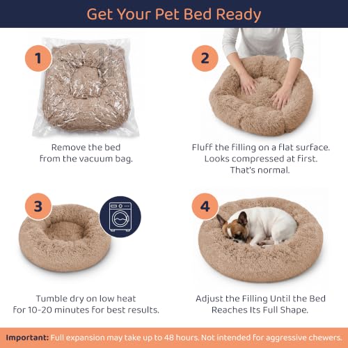 Donut Dog Bed - Premium Comfort for Anxiety Relief - Fluffy & Calming Design with Ultra-Plush Support | Cozy Round Dog Bed with Super Soft Circle Style (Camel, X-Large) - color: Camel, size: X-Large (45"L x 45"W x 10"Th)