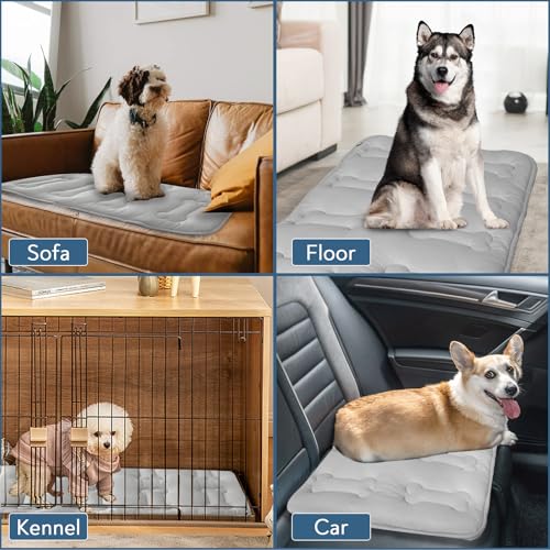 Summer Dog Cooling Mat 2 Pack, 36" x 23" Cooling Mat for Dogs Large | Machine Washable, Thickened, Indoor Outdoor Non-slip Dog Mat for Crate, Floor, Sofa, Car, Grey - size: 36 x 23 Inch