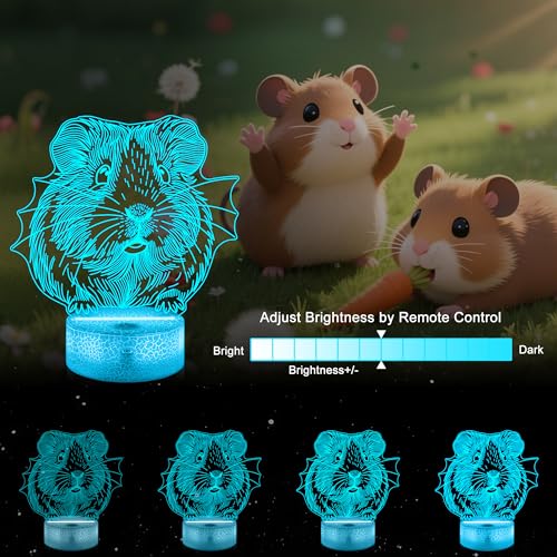 Ammonite Guinea Pig Night Light, 3D LED Lamp with Remote, 16 Color Changing & Timer, Room Decor Light, Vibrant Ambient Lighting, Birthday Xmas Gift for Kids Adults - color: Color-Guinea Pig