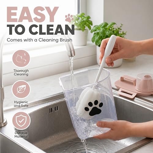 Dog Storage Container with Cleaning Brush and Measuring Cup | Airtight Portable Pet Food Containers with Upgraded Large Spout and Cup for Dogs,Cats,Birds,Small Animals(White) - color: 3QT-White