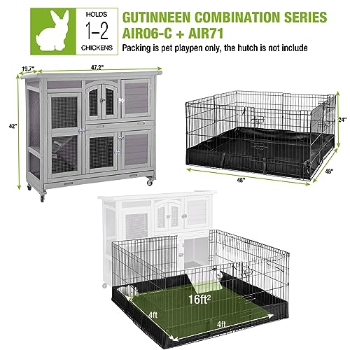 GUTINNEEN Rabbit Pet Playpen Bunny Run Extension Indoor Small Animal Pen (Playpen Only) - color: Black, size: 48.0"L x 48.0"W x 24.0"H