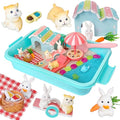 Carolart Hamster Sensory Bin, Animal Play Set, Sand Box with Glow Stones | Rabbit and hamster pretend play sandbox, sensory sand activity, pet habitat toy, gift for kids ages 3-8 - style: Hamster