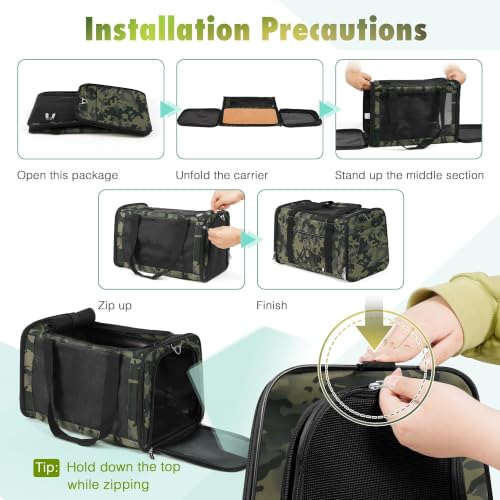 YUDODO 25lbs Cat Carrier Lightproof Soft Sided Pet Carrier for Large Cat | Airline Approved, Lightproof Breathable Design, Side Pockets, Durable Mesh, Foldable and Portable, Black Camouflage - color: Black Camouflage（No Privacy Curtain)