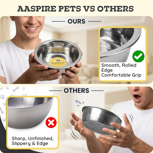 2 Pack Shallow Stainless Steel Cat & Dog Bowls, 2 Cup (16oz) Each, Heavy Duty Small Pet Only Puppy Kitten & Birds Feeder Replacement Bowl, Rust Resistant Metal Cat Dishes for Food & Water - size: 2 Cup (16oz)