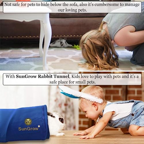SunGrow Cat & Bunny Tunnel for Indoors, Connect Cat Tree, Hideaway Toys & Accessories Encourage Exercise for Dwarf Rabbits, Ferrets, Kitty, Guinea Pig,