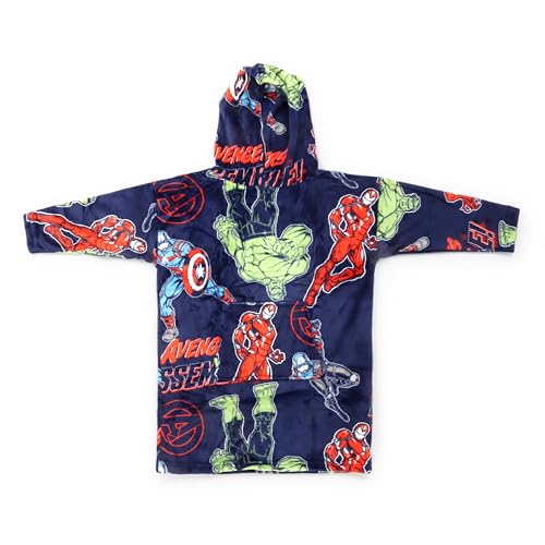 Jay Franco Wearable Throw Blanket – Kids Oversized Plush Hooded Blanket with Pocket, Ultra Soft Cozy Fleece Throw for Lounging, Travel, Blue - Avengers, 24x32 - Kid - color: Blue - Avengers, size: Kid