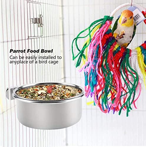 PINVNBY Parrot Feeding Cups Birds Food Dish Stainless Steel Parrot Feeders Water Cage Bowls with Clamp Holder for Cockatiel Conure Budgies Parakeet Macaw Small Animal Chinchilla Pack of 6