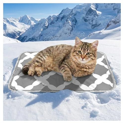 Cooling Mat for Dogs,Stylish Patterns,Self Cooling Indoor Outdoor | Instant Cooling,No Gel,100%Non-Toxic,Claw-Proof,Anti-Slip,Washable,for dog creat,dog bed,Gray S - color: Grey, size: 23"x18"(Small)