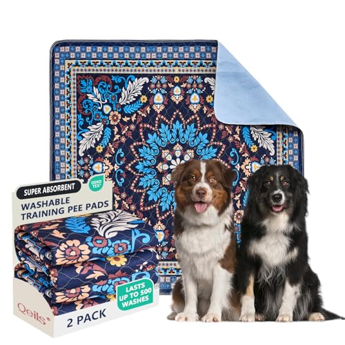 Washable Pee Pads, Super Absorbent Puppy Pads, 2 Pack 48"x48" | Reusable Dog Training Pads, Leakproof With Waterproof Non-Slip Backing For Crates, Floors, Indoor Potty & Furniture - color: Blue Medallion, size: 48"*48"(Pack of 2)