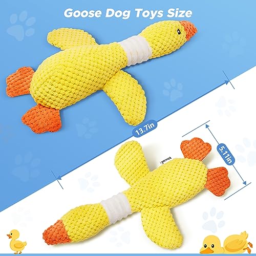 Vitscan Durable Dog Toys for Small Medium Large Dogs Aggressive Chewers | Dog Chew Toy Tough Squeaky Interactive Dogs Toys for Puppies,Sturdy Plush Puppy Toys Goose Pet Toy Puppy Chew Toys Teething - color: Yellow goose - pineapple plush