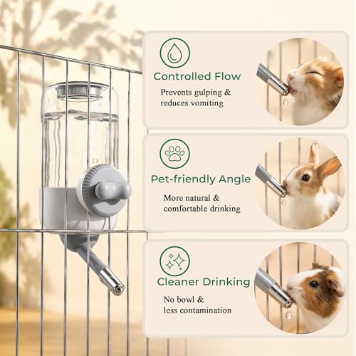 30oz Ball-Tip Hanging Water Bottle for Small Animal Cage Yellow | Visible Water Level， Controlled Drinking Flow， Helps Keep Bedding Drier， External Mount Saves Cage Space - color: Yellow