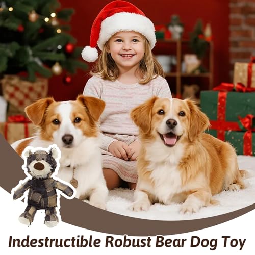MAXBECK Dog Companion for Heavy Chewers- Indestructible Robust Bear Dog Toy, Resistant Squeaky Dog Toys for Heavy Chewers, Unbreakable Stuffed Plush Dog Toys for Aggressive Chewers (E-Navy+Purple) - color: E-Navy+Purple