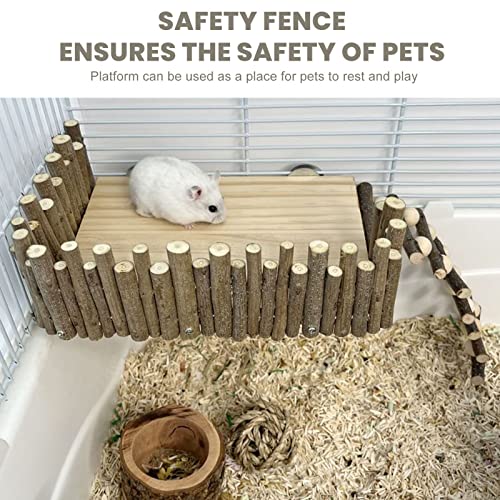 Health Gear Hamster Wooden Climbing Toy, Dwarf Hamster Activity Playground with Fence for Hamsters, Sugar Gliders, Golden Bears, Guinea Pigs, Small Pet Climb with Ladder, Screw Type