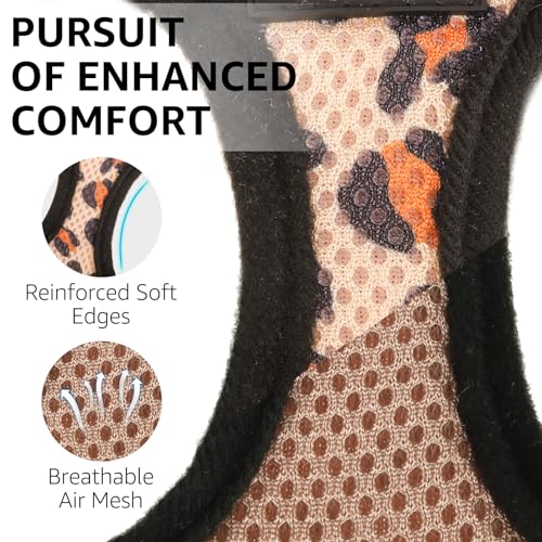 SCENEREAL Cat Harness & Leash Set Escape Proof - Adjustable Air Mesh Vest with Reflective Strips for Kittens, Puppies, Rabbits, Khaki Leopard S - color: Khaki Leopard, size: Small(Fit Chest 11.3-12.5in)