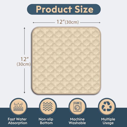 FunFurry Washable Guinea Pig Cage Liner - 4 Pack Reusable Washable Pee Pads，Waterproof Guinea Pig Bedding for Small Animal - Rabbit Bunny Hamster Puppy (Cream, 12" X 12" - 4 Pack) - color: Cream, size: 12" X 12" - 4 Pack