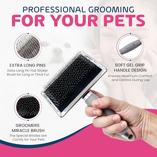 Warren London Gel Handle Slicker Brush for Dogs, Doodles & Long Coats, New & Improved Bristles - style: Gel Handle