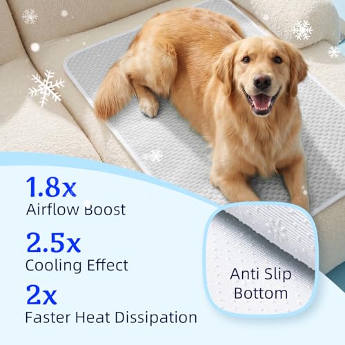 Mora Pets Dog Cooling Mat Instant Self Cooling Pad for Dogs & Cats Breathable Washable Summer Pet Cool Mat Indoor Outdoor, Cold Blanket for Floor Crate Car Travel Use Non Slip Large 40'' x 28'' Grey - color: Grey, size: 40-Inch (Large)