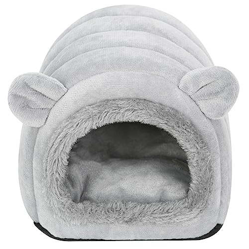Hedgehog Bed Cave Nest Hideout, Hamster Guinea Pigs Small Animals Cage Supplies Warm House-Gray - color: Gray