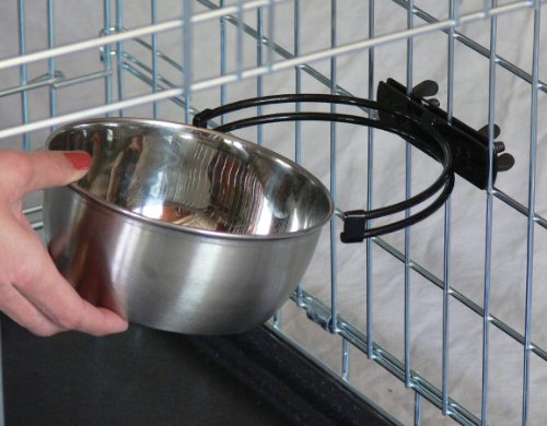 MidWest Homes for Pets Snap'y Fit Stainless Steel Food or Water Bowl, Holds 10 Ounces, Mounts to Wire Crates, No-Tip Design, Rust-Resistant, for Small Dogs and Cats - size: 10 Ounces