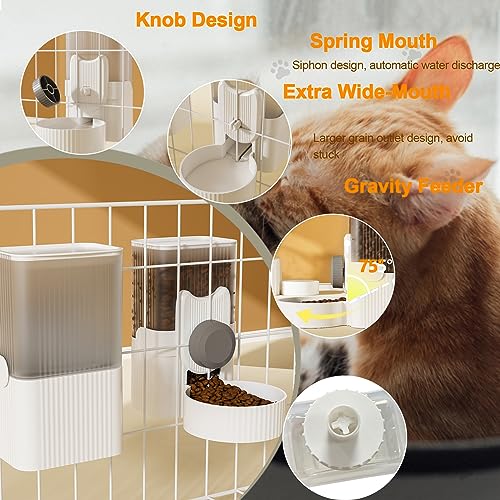 Lemtrflo Rabbit Water Dispenser, Cage Automatic Hanging Bunny Feeder | Suitable for Rabbits, Guinea Pigs, Small Dogs, and Other Small Pets - color: White Gray