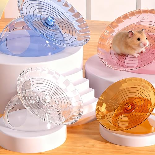 Hamster Wheel, 7 Inch Silent Exercise Running Wheel with Escape Holes, Quiet Spinner Toy for Guinea Pigs, Sugar Gliders, Gerbils (Blue) - color: blue