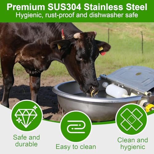 Automatic Drinking Water Bowl with Float Valve, 304 Stainless Steel self-Filling Waterer,for Farms and backyards, Poultry and Livestock.