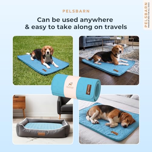 Dog Cooling Mat, Ice Silk Self-Cooling Pad, Light Blue, M - color: Light Blue, size: Medium