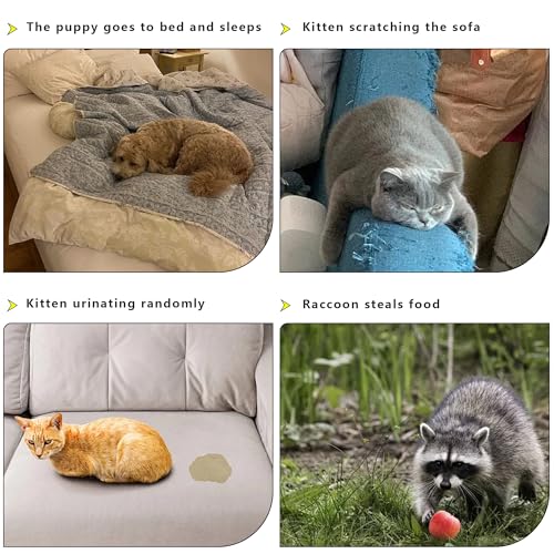 Cat Scat Mat with Spikes for Garden 6.5 Feet Cat Deterrent Mat | with Gentle Spikes for Dogs and Raccoons, with 8 Ground Stakes & 8 Zip Ties, 78.74" x 11" (White 2 Pcs) - color: 2Pcs-White