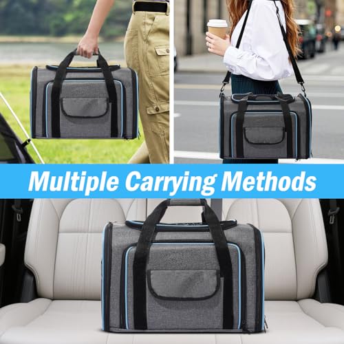 Vivicreate Cat Carrier Airline Approved Soft Sided Pet Carrier for Cats and Small Dogs Collapsible Travel Cat Bag with Ventilation Mesh Shoulder Strap and Fleece Pad