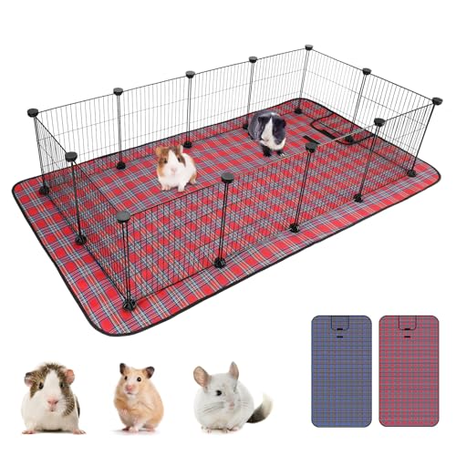C&C Cage for Guinea Pigs, Guinea Pig Playpen with Mat, 12 Panels | 12 x 12 in, Waterproof Red and Blue Mats, 30 Cable Ties, 24 Connectors, DIY Cage Setup, Guinea Pigs and Rabbits - style: 12 Panels
