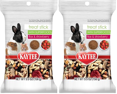 Kaytee Small Animal Treat Stick with Superfoods, Strawberry & Flax Seed, 5.5 oz (Pack of 2) - size: 5.5 Ounce (Pack of 2), style: Strawberry & Flax Seed