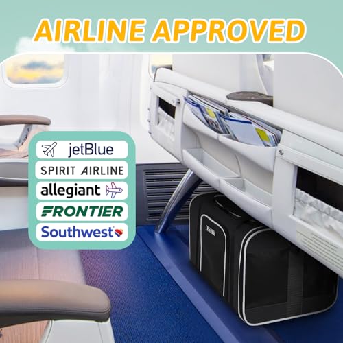 Small Pet Carrier 17" L x 12" W x 8.5" H Airline Approved, Black | for JetBlue/Frontier/Spirit Airlines, Lockable Safety Zippers and Anti-Scratch Mesh, Pets Under 8 lbs - color: Black, size: 17.0"L x 12.0"W x 8.5"H