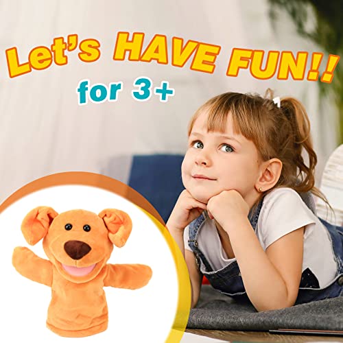 Easfan Puppy Hand Puppet with Movable Mouth Plush Dog Toy Gifts for Kids | Role play preschool teaching, cute dog stuffed animal, creativity imagination, Easter Christmas birthday holiday gift - style: Dog-Yellow