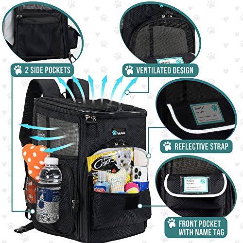 PetAmi Dog Backpack Carrier, Airline Approved 4-Way Entry Cat Backpack Carrier, Ventilated Mesh, Collapsible Pet Carrier for Small Puppy, Kitten, Hiking, Travel Car, Vet, up to 18 lbs, Black - color: Black